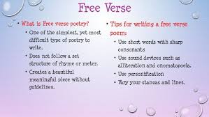 A free verse poem (or blank verse poem) doesn't follow any specific guidelines, the way a haiku or sonnet does. Pin On Poetry Lesson Resources