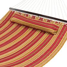 A decorative grid pattern on the pillow and pouch help to add an inviting feel to your patio or lawn. Carrying Case Bcp 2 Person Quilted Double Hammock W Detachable Pillow