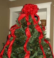 Red Christmas Tree Topper Bow With Streamers Large Tree Topper Bow Wired Ribbon Bow B Ribbon On Christmas Tree Christmas Tree Topper Bow Christmas Tree Bows