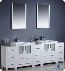 The moscony 84 double sink vanity is constructed with solid wood and provides a contemporary design perfect for any bathroom remodel. Design Element J84 Ds W Moscony 84 Inch Double Sink Vanity In White