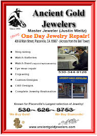 Jewelry Related Services Ancient Gold Jewelers Placerville Ca Not sure about where to find jewelry repair near me? we answer your questions here.