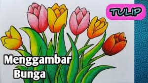 30 gambar sketsa bunga mudah bunga matahari mawar tulip. Cara Menggambar Bunga Cara Menggambar Dan Mewarnai Bunga Tulip Youtube