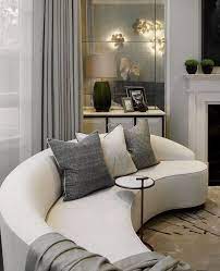 Small seating areas with big uses. Cute Curved Sofa Perfect For A Small Sitting Area Curved Sofa Living Room Colorful Furniture Living Room Living Room Designs