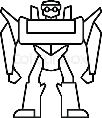 Kids playing with toys funny sketchy kids playing with different toys like dolls, a robot, a dinosaur, a plane and others. Toy Robot Transformer Icon Outline Stock Vector Colourbox