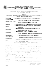 Panduan penyusunan rencana kerja sekolah (dbe) contoh rencana tindakan; Sk Pendelegasian Tugas Sekolah Dasar Negeri Kuripan S K Bendahara