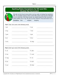 Spelling Rules Exceptions For Ed And Ing Double The Consonant Spelling Rules Ing Words Word Problem Worksheets