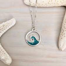 Beach Necklace Wave Necklace Resin Pendant Necklace Etsy In 2021 Wave Jewelry Wave Necklace Sea Jewelry