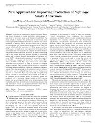 New Approach for Improving Production of Naja haje Snake Antivenom