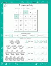 In this math worksheet, your child will use repeated addition with picture representations to help set the foundation for multiplication. 3 Times Table Math Practice Worksheet Grade 2 Teachervision
