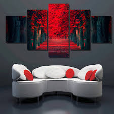 Unique art prints by independent artists. Clstrose 5 Pcs Wall Art Beautiful Red Forest Modern Wall Painting On Canvas Prints Tree Landscape Painting For Living Room Decor Paintings On Canvas Modern Wall Paintingwall Painting Aliexpress