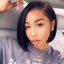Blunt cut bob hairstyle with straight texture is simple but it is never out of fashion. Human Hair Bob Wigs Straight Lace Front Side Part Wigs Pre Plucked