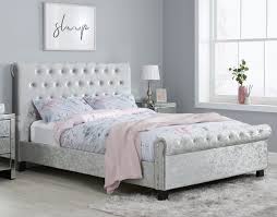 Gray and white might not seem like the most exciting color if you re in need of gray bedding ideas consider using a linen duvet cover or adding in a chunky throw blanket. Sienna Steel Crushed Velvet Fabric Bed