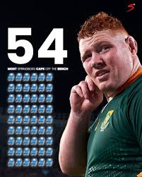 The leader of the 𝗕𝗢𝗠𝗕 𝗦𝗤𝗨𝗔𝗗 💣 No Springbok has come off the  bench more times than Steven Kitshoff 🇿🇦 Enjoy your retirement, Spicy  Plum 👨‍🦰