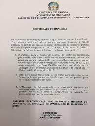 Selecionar organização principal todos presidência da república ministério da agricultura, pecuária e abastecimento ministério da cidadania ministério da ciência, tecnologia e inovações ministério das comunicações ministério da defesa ministério do. Ministerio Da Educacao Da Republica De Angola Fotos Facebook
