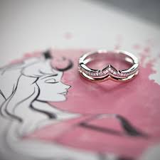 Enchanted Disney Aurora 1 10 Ct T W Diamond Crown Stacked Ring In Sterling Silver And 10k Rose Gold Size 7 Zales In 2020 Disney Princess Engagement Rings Disney Princess Inspired Rings Diamond Crown