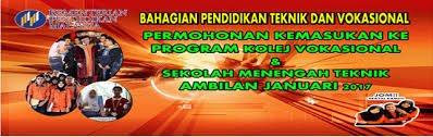 Permohonon kemasukan program kolej vokasional (kv) dan sekolah menengah teknik (smt) ambilan januari tahun 2021 adalah percuma tidak perlu sebarang pembelian nombor pin dan boleh dibuat secara atas talian (online) dengan menggunakan sistem aplikasi dalam talian esptv. Permohonan Kolej Vokasional Kv Dan Sekolah Menengah Teknik Smt Online Pendidikanmalaysia Com