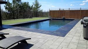 16x36 Modern Rectangle With Black Liner And Charcoal Stamped Concrete Luxury Swimming Pools Swiming Pool Pool