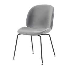 Verde chair (white/chrome metal) add a little interest and character to your space with these white dining chairs. Luxurious Grey Velvet Dining Chair With Black Metal Legs From Fusion