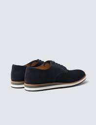 100 Leather Men S Trainers With Rubber Outsole In Navy Hawes Curtis Uk