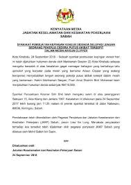 Biaya upah yang dibayarkan kepada karyawan yang tidak mengalami kecelakaan, tapi bagi mereka yang meninggalkan pekerjaan untuk melihat kecelakaan dan. Kenyata Jabatan Keselamatan Dan Kesihatan Pekerjaan Sabah Facebook