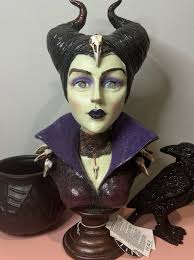 Halloween Spooky Maleficent Bust w Glowing Green Eyes Halloween