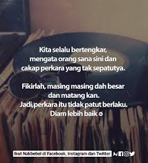 Berdiam dan fokus dengan diri sendiri juga memberi kita kesempatan untuk menemukan masalah yang dihadapi beserta solusinya. Nakbebel On Twitter Dari Terus Mengata Berdiam Diri Lebih Baik