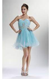 Charming Strapless Short Mini Baby Blue Tulle Beaded Cocktail Prom Dress Short Graduation Dresses Light Blue Prom Dress Prom Party Dresses