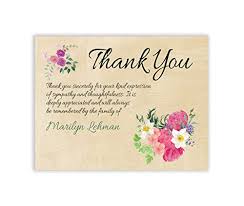 Thank you card for flowers example. Amazon Com Sympathy Acknowledgement Cards Funeral Thank You And Bereavement Notes Personalized Handmade Products