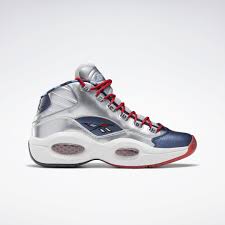 Reebok Unisex Harden Question Mid Men S Basketball Shoe In Matte Silver Blue Cadet Primal Red Size M 4 5 Running Shoes For Men Mens Athletic Shoes Silver Shoes