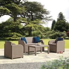 Suntime Outdoor Living Oklahoma 4 Piece Rattan Sofa Set With Cushions Outdoor Lounge Set Patio Outdoor Patio Set