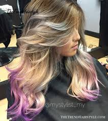 It looks like she dipped her ponytail extensions in fuchsia and violet dyes. Light Lavender Layers Purple Ombre Hair Ideas Plum Lilac Lavender And Violet Hair Colors The Trending Hairstyle