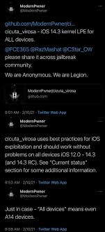 We did not find results for: La Esperanza Aumenta Para El Jailbreak De Ios 14 Tras El Lanzamiento Del Nuevo Kernel Cicuta Virosa Exploit Por Modernpwner Samagame
