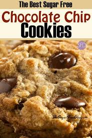 When you bite into these cookies, the first thing you notice is that they're just plain delicious: Yum These Are The Best Sugar Free Chocolate Chip Cookies Sugarfree Cooki Sugar Free Chocolate Chip Cookies Low Sugar Desserts Sugar Free Cookies Diabetic
