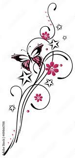 Tattoo, Blumen, Blüten, Schmetterling, pink, rosa Stock Vector | Adobe Stock