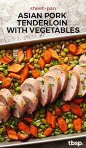 Sheet Pan Asian Pork Tenderloin With Vegetables Recipe Asian Pork Tenderloin Pork Bacon Recipes Asian Pork