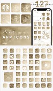 Ios 14 App Icons 127 Ios14 Golden Aesthetic Gold App Covers Icons Bundle Ios14 App Covers Ios 14 Iphone Aesthetic Themes App Icon App Covers App