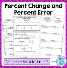 Percent Change And Error Notes Task Cards And A Problem Solving Worksheet Problem Solving Worksheet Word Problem Worksheets Word Problems