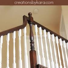 Staircase refinishing can be easy if you follow these step by step directions to transform your oak banister into beautiful brown. Oak Banister Makeover With Paint Stain Creations By Kara