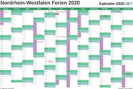 Der interreligiöse kalender 2021 ist auch als download für elektronische kalender verfügbar. Ferien Nordrhein Westfalen 2020 Ferienkalender Ubersicht