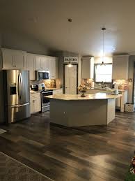 Oak Luxury Vinyl Plank Kitchen Floor Gray And Beige Glass Tile Kitchen Backsplash Trendy Kitchen Tile Diy Kitchen Remodel Luxury Vinyl Plank Kitchen