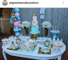 Gender Reveal Party Dessert Table And Decor Gender Reveal Dessert Table Baby Gender Reveal Party Gender Reveal Decorations