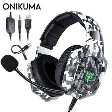 Onikuma K8 Ps4 Kamouflage Gaming Headset Casque Kabeldator Pc Pubg Gamer Stereo Spel Horlurar Med Mikrofon Led Lampor For Xbox En Barbar Surfplatta 7662944 2021 30 23