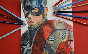 Drawing Captain America Civil War Avengers Drawings Drawing Cartoon Characters Color Pencil Drawing