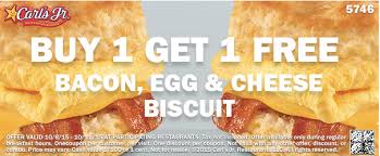 To ensure your carl's jr. Carl S Jr Hardee S Buy 1 Get 1 Free Bacon Egg Cheese Biscuit Coupon Hip2save