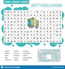 Das arbeitsblatt dient zur festigung des wissens über berufe am musiktheater, die auch im lehrbuch dreiklang 5/6 behandelt werden. Word Search Puzzle Vector Game About City Buildings Worksheet For Children Vektor Abbildung Illustration Von Stadt Zeile 144744916