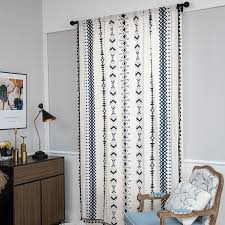 Such curtains for kitchen window only hang over the bottom half of the window, lending your room a continental feel. Ready Stockfinished Curtain Cotton And Linen Printing Black Tassel Bohemian Kitchen Curtain Bay Window Curtain For Living Room Modern Sheer Curtains For Bedroom Window Curtain Decoration Shopee Malaysia