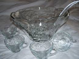 Vintage anchor hocking emerald green glass 15pc punch bowl set. 18 Pc Anchor Hocking Clear Vintage Grape Punch Bowl Set 171287742