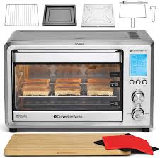 In looking for ways to perfect the preparation of a meatloaf, i combined conventional and convection oven performance, starting with cooking the meatloaf at a conventional temp and then switching to convection to finish the meatloaf in two stages. Amazon Com Convection Toaster Oven All In One 9 Slice Xl Countertop Set W Bamboo Cutting Board Incl Rotisserie Spit Rods 2 Potholders Wire Rack Baking Pan Teflon Free Silver Kitchen Dining