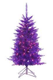 Try to mix modern style with the traditional one; 4 Foot Pre Lit Tiffany Purple Christmas Tree With Purple Lights