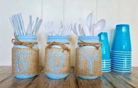 Baby Boy Mason Jar Decor Baby Shower Decor Baby Shower Centerpiece Mason Jar Set Of 3 Fr Baby Shower Decorations For Boys Baby Shower Diy Baby Boy Sprinkle